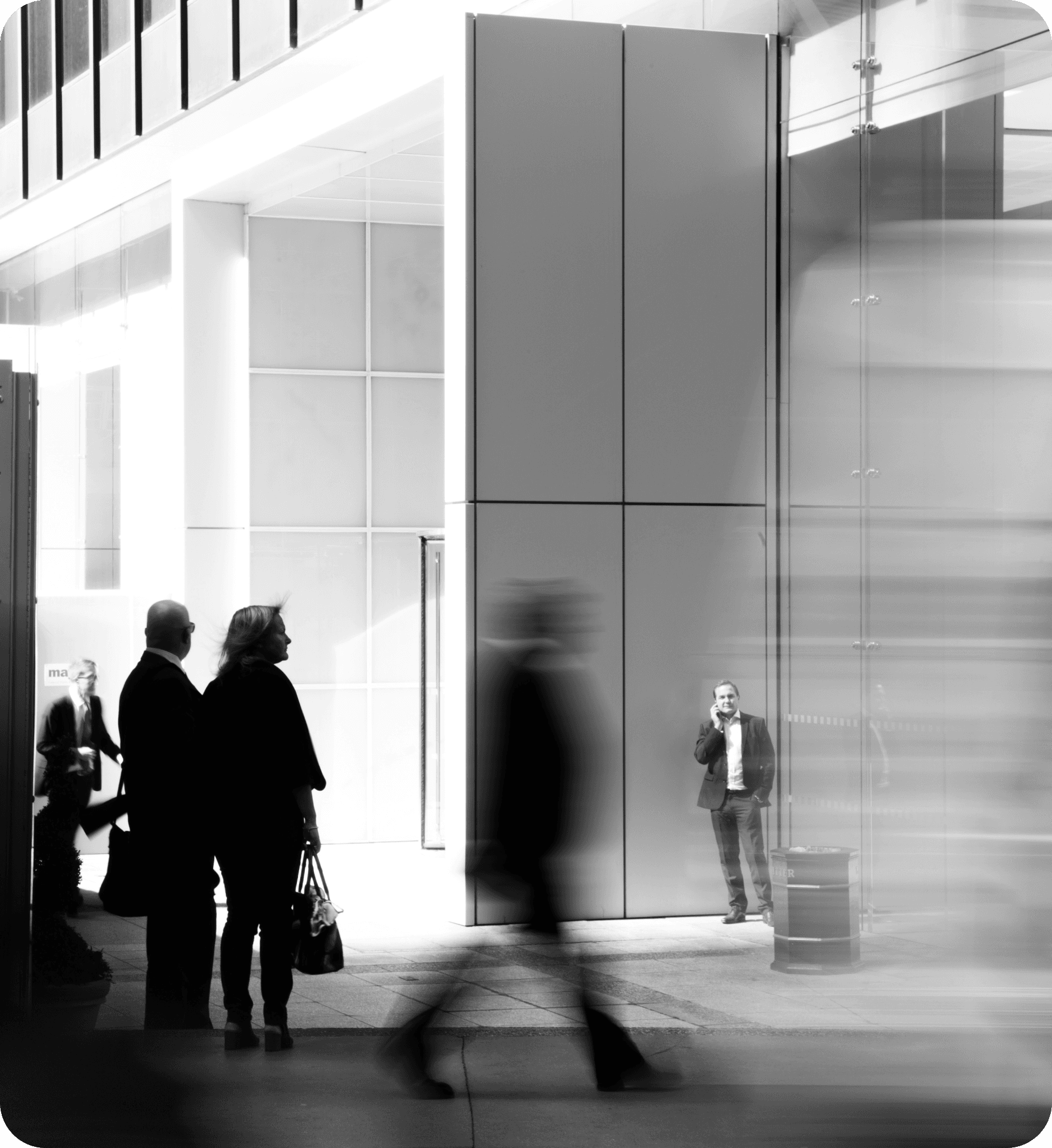 People walking in a modern building
